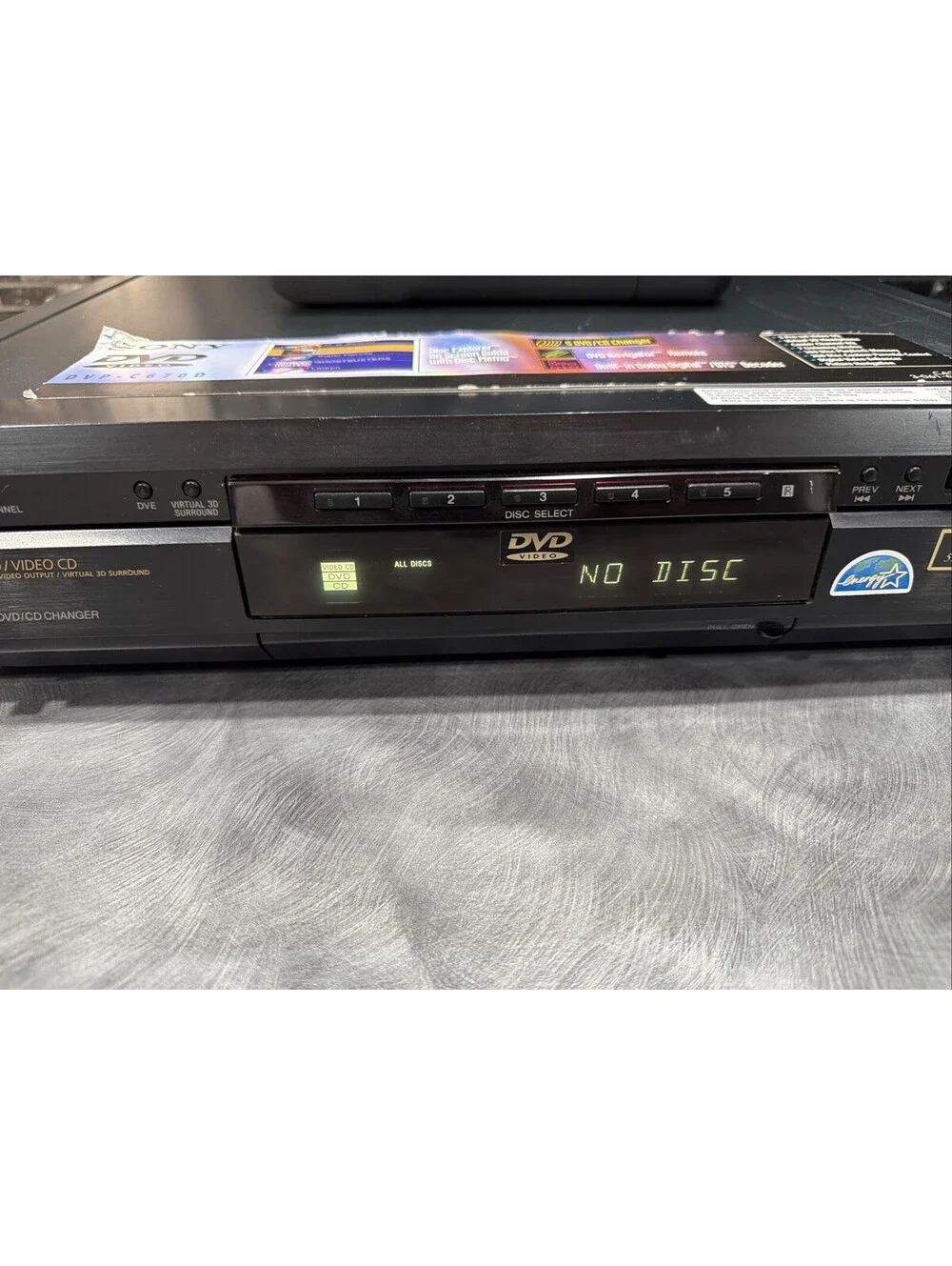 Sony DVP-C670D 5-Disc CD DVD Player Dolby Digital Surround Sound W/orig Remote
